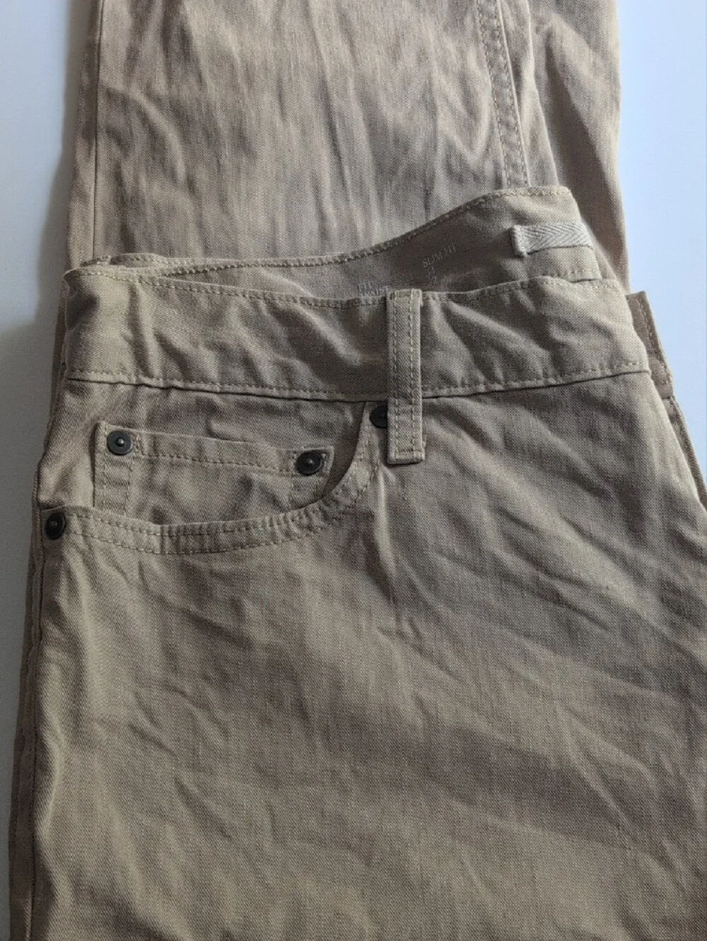 Banana Republic Men's Slim Fit 34x32 Linen Cotton Blend Khaki Pants